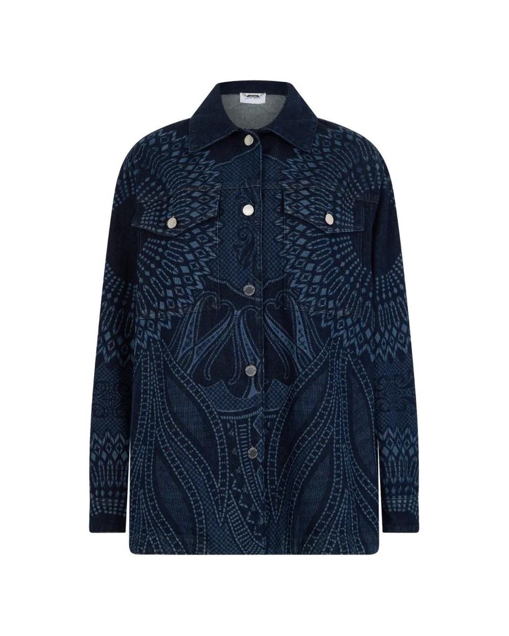 Alberta Ferretti Blue Jacquard-Pattern Denim Jacket