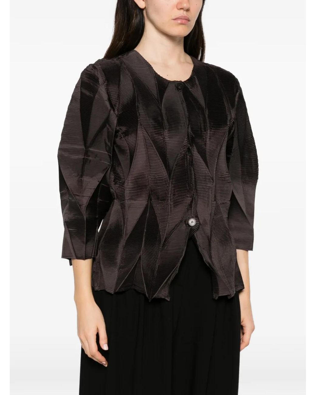 MEIMEIJ Black Plissé-Effect Geometric Jacket