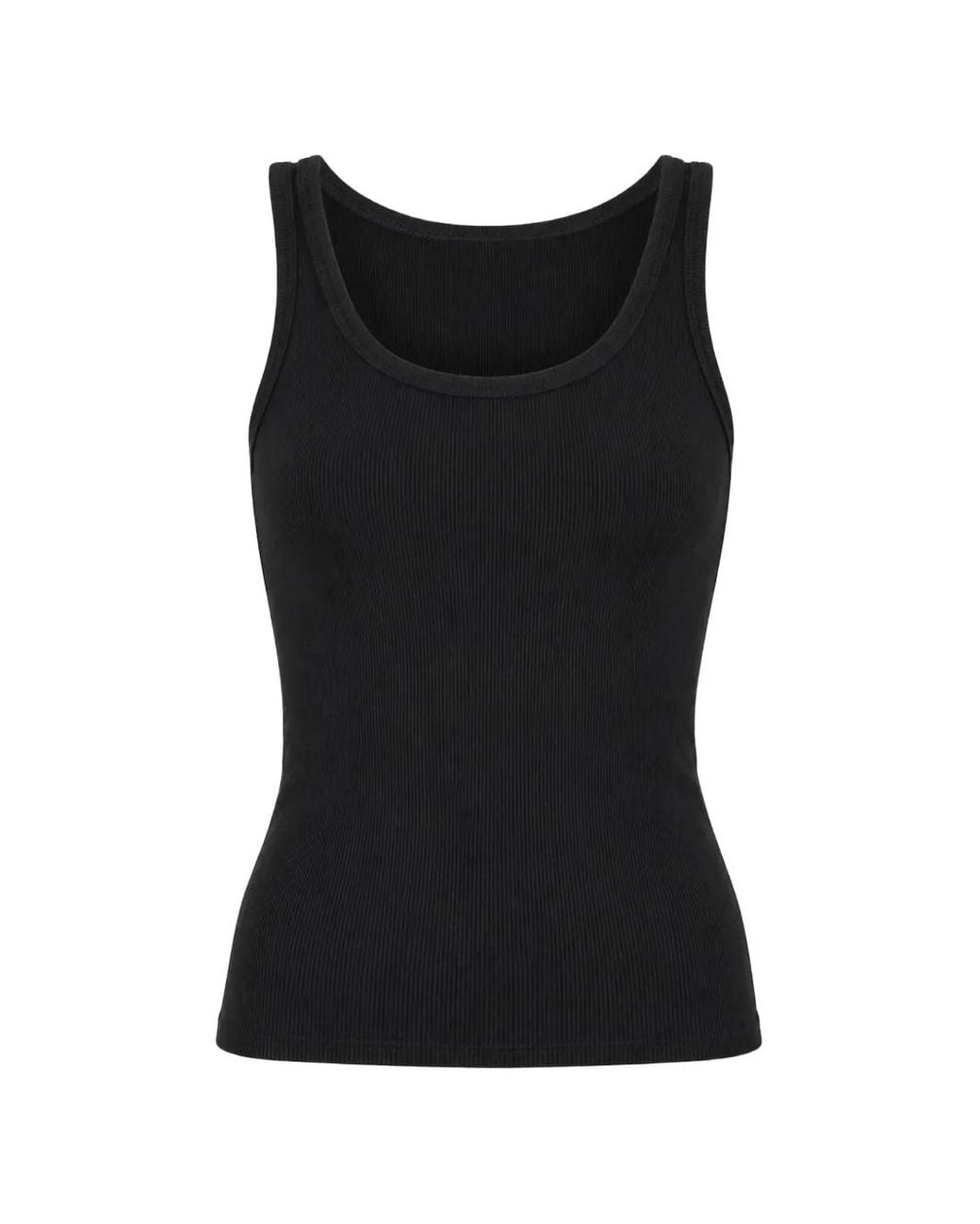 Patrick Assaraf Black Ribbed-Knit Tank Top