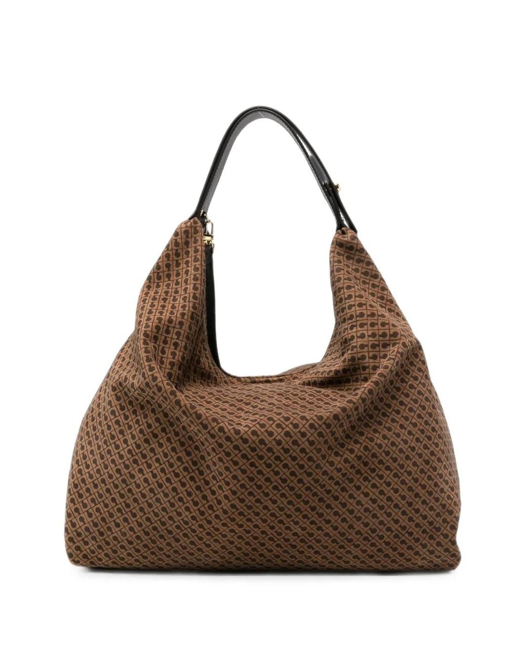 Gherardini Brown Medium Monogram-Pattern Leather Shoulder Bag