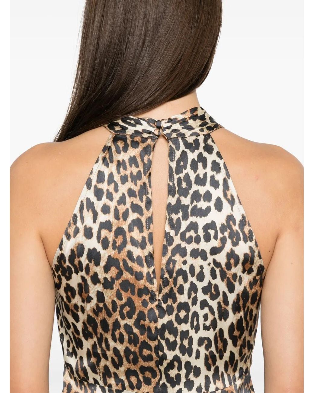 Ganni White Leopard Print Top