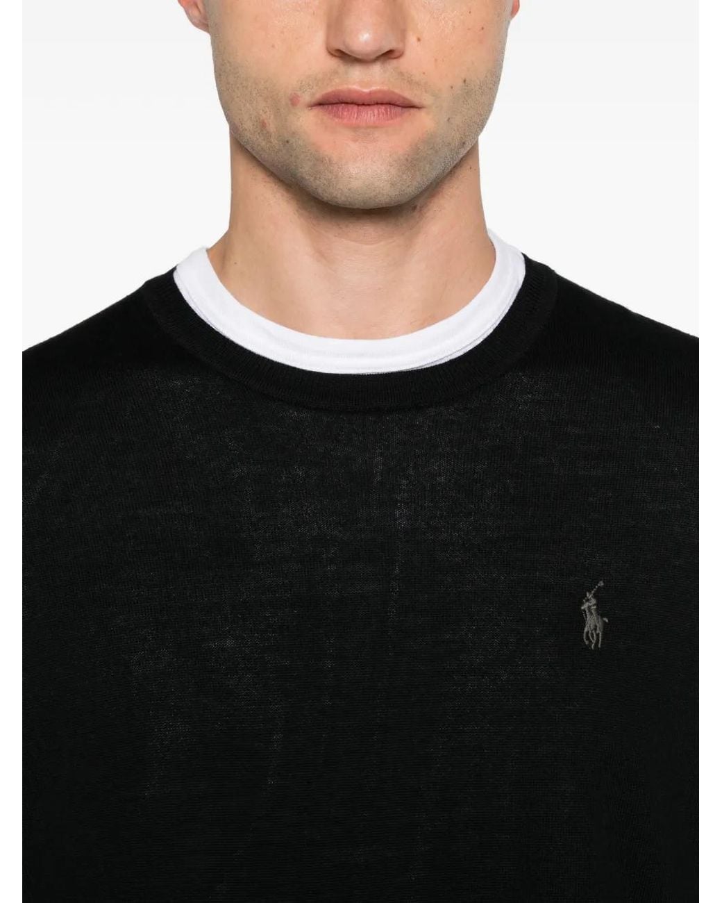 Polo Ralph Lauren Black Logo-Embroidered Crew-Neck Sweater for men