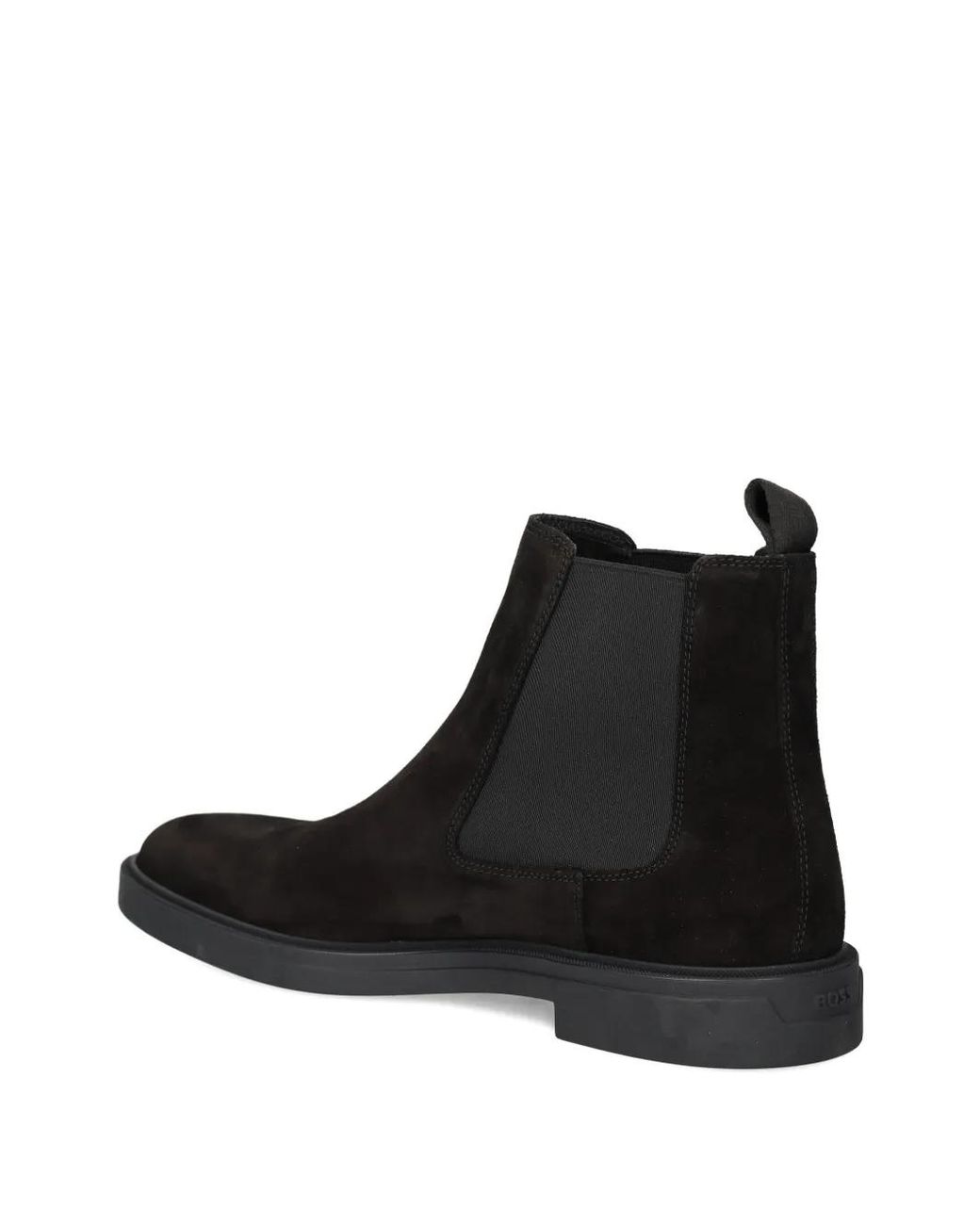 Boss Black Suede Chelsea Boots With Signature Stitching for men