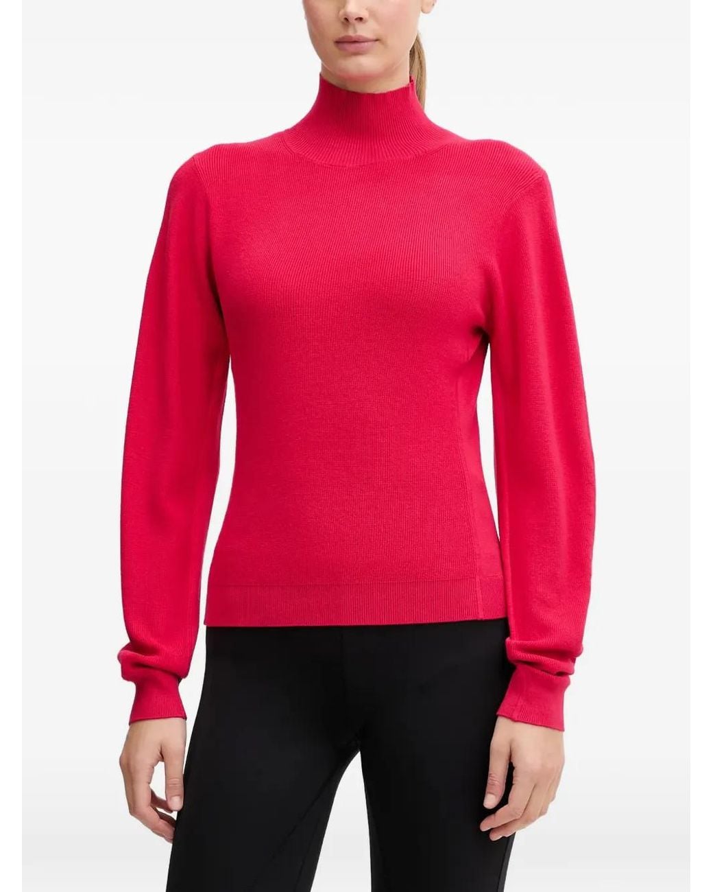 Sportalm Red Ribbed-Knit High-Neck Sweater