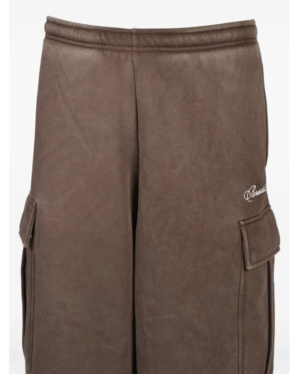 BREATH Brown Bleached Fade Cargo Pants for men