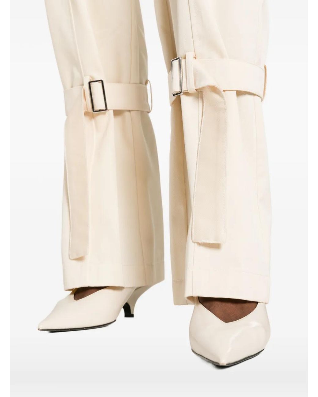 Patrizia Pepe White Strap Cotton Trousers