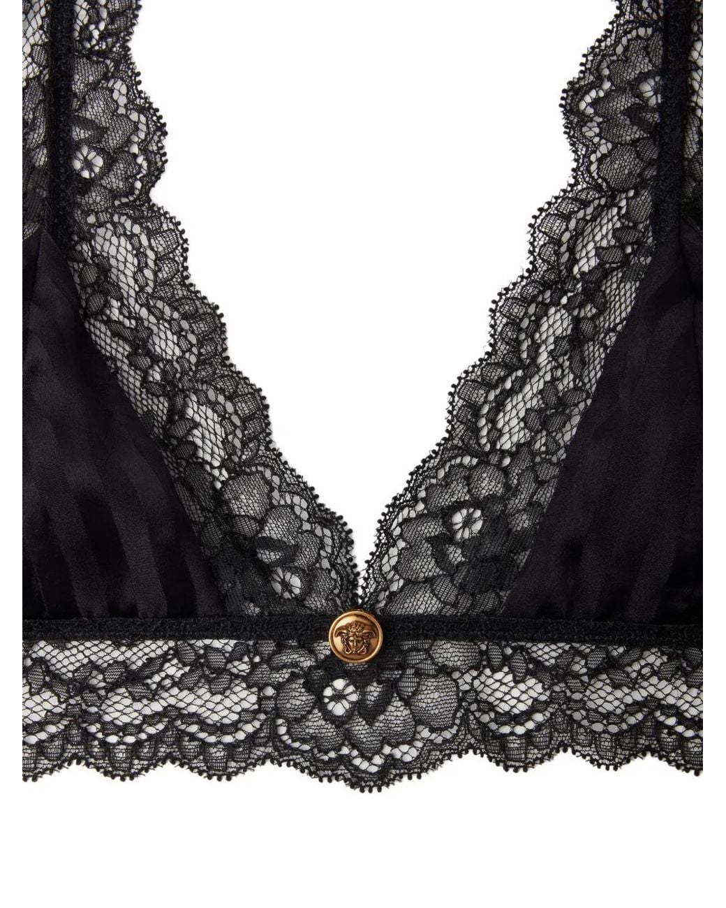 Versace Medusa-Plaque Lace-Trim Bra in Black | Lyst