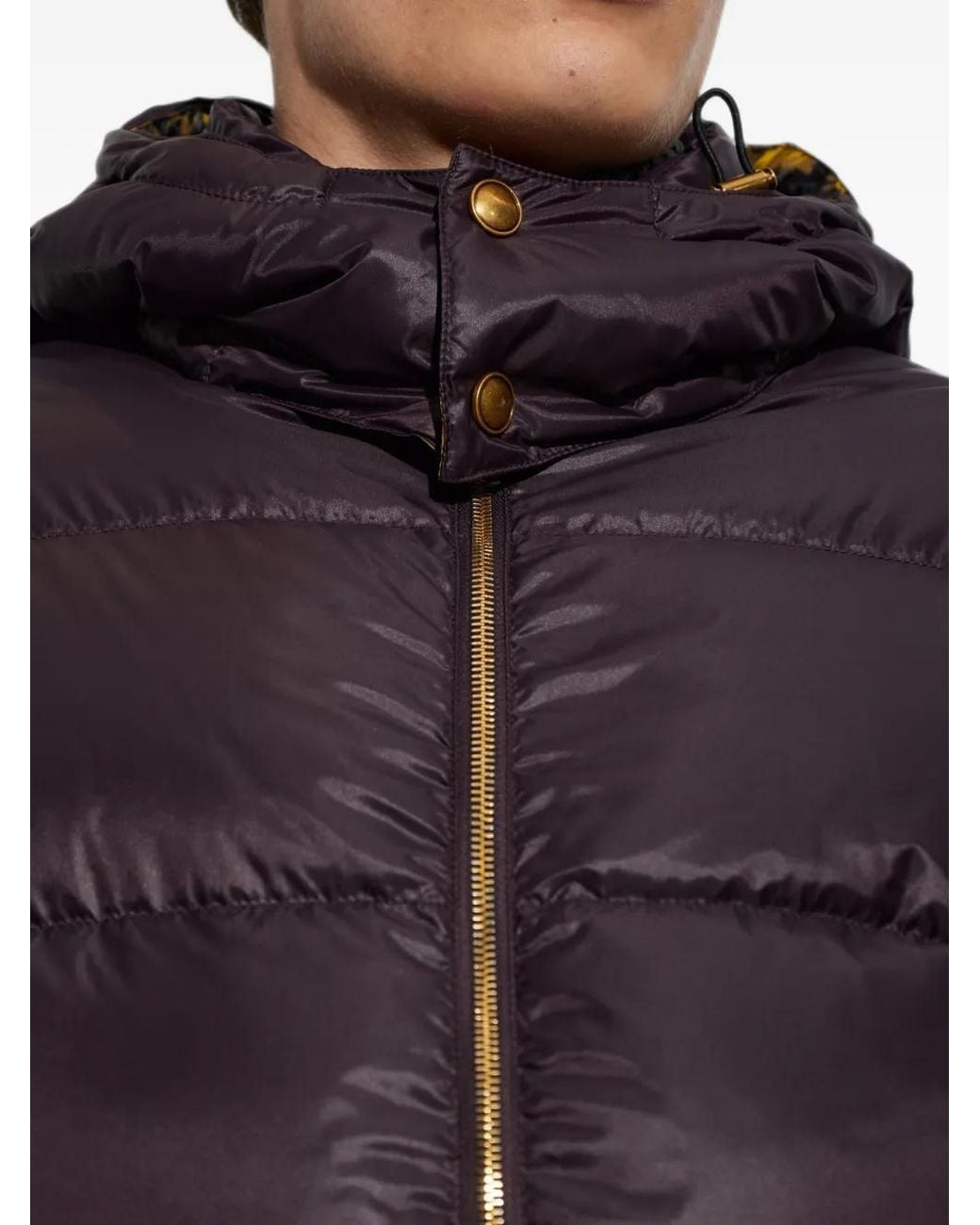 Versace Purple Detachable-Hood Down Jacket for men