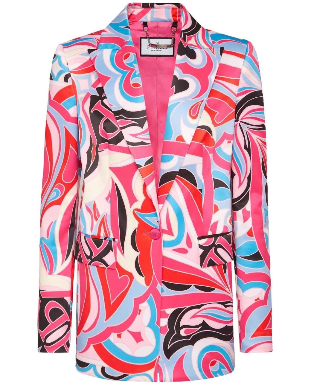 Philipp Plein Red Graphic-Print Single-Breasted Blazer