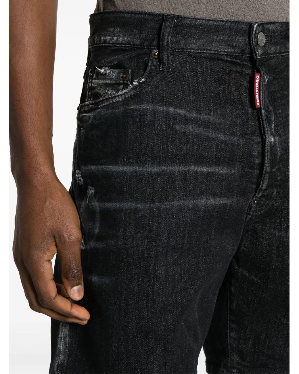 DSquared² Black Ciao Distressed Denim Shorts for men