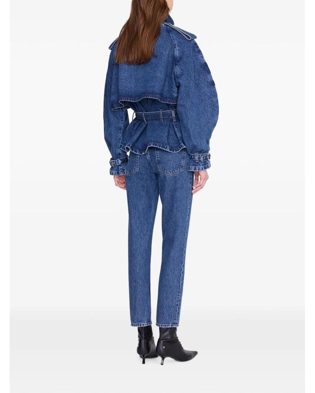 Anine Bing Blue Pascale Belted Denim Jacket