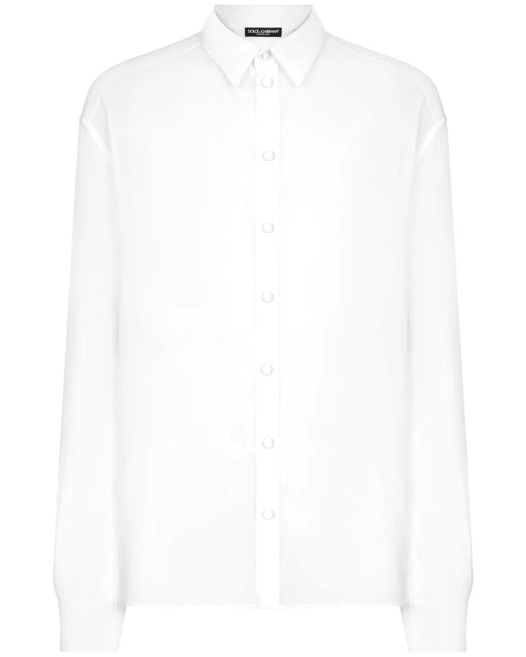 Dolce & Gabbana White Sheer Silk Crepe Shirt for men