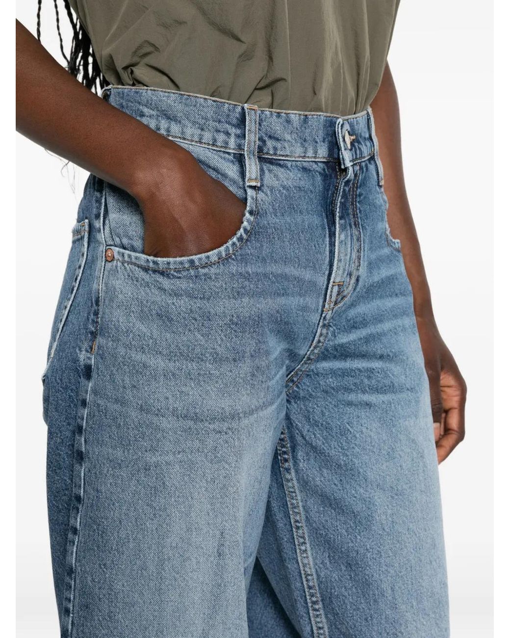 CYCLE Blue Faded-Effect Wide-Leg Jeans