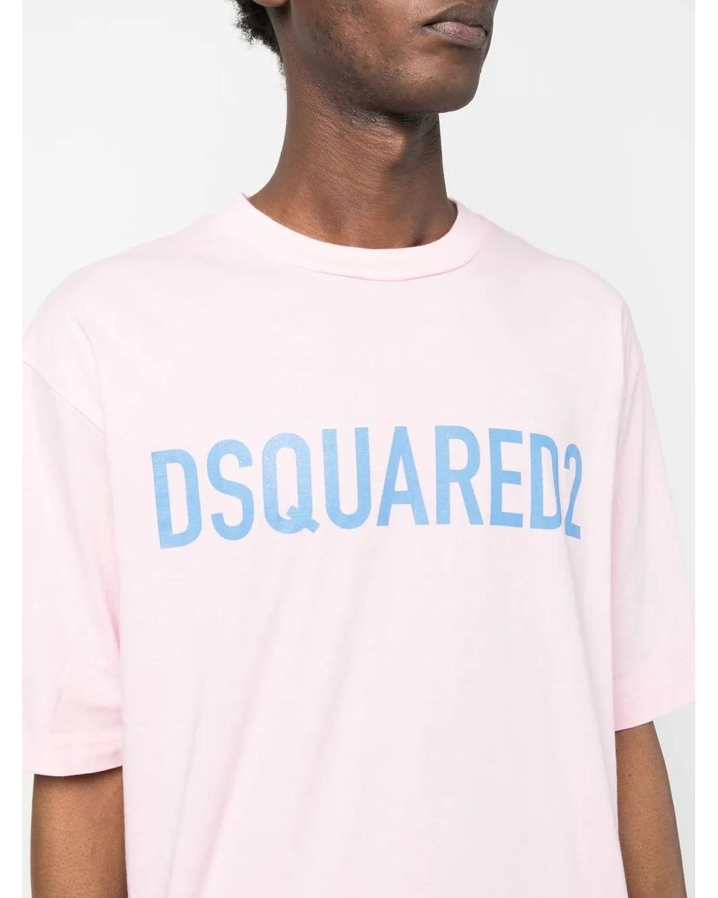 DSquared² Pink Logo-Print Cotton T-Shirt for men