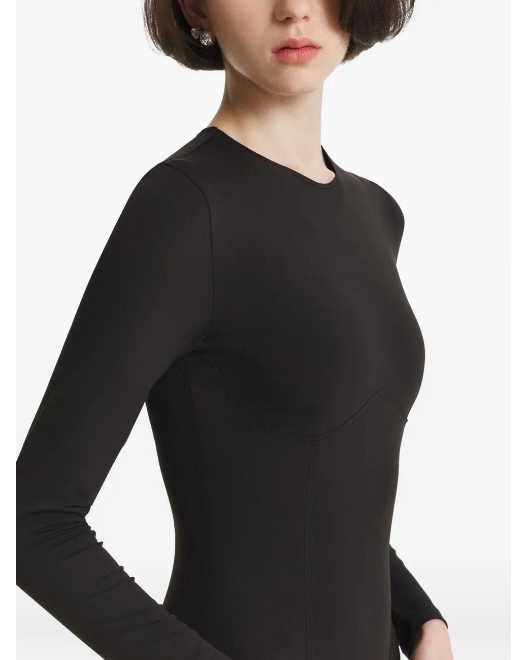 2310 STUDIO Black Long-Sleeve Panelled Bodysuit