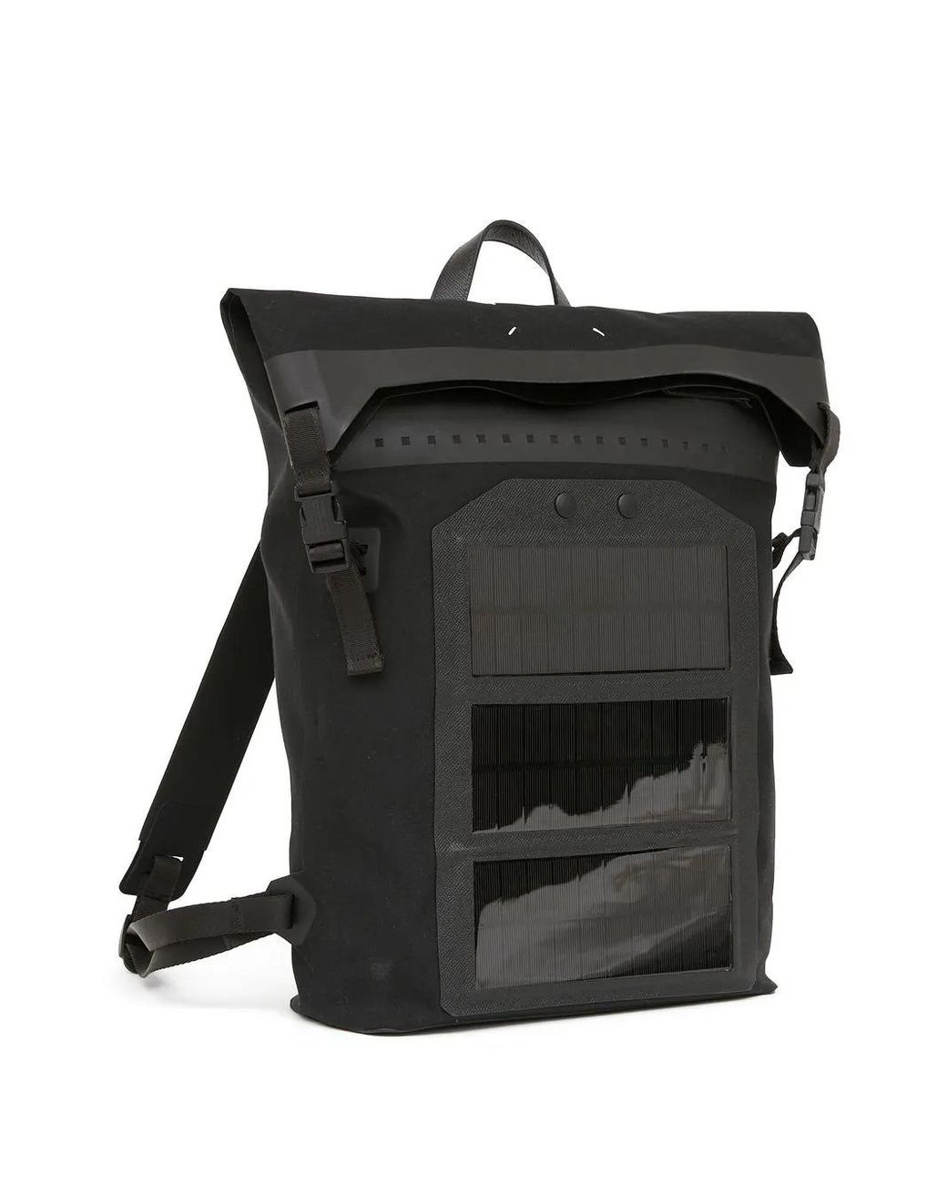 Maison Margiela Black Folded-Top Buckle-Fastening Backpack for men