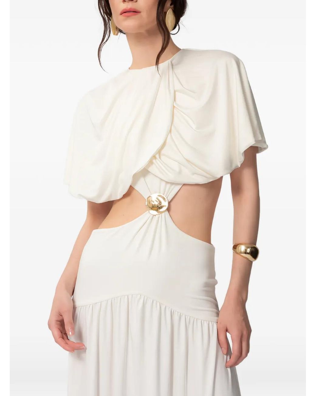 Concepto White Solea Cut-Out Draped-Panel Maxi Dress