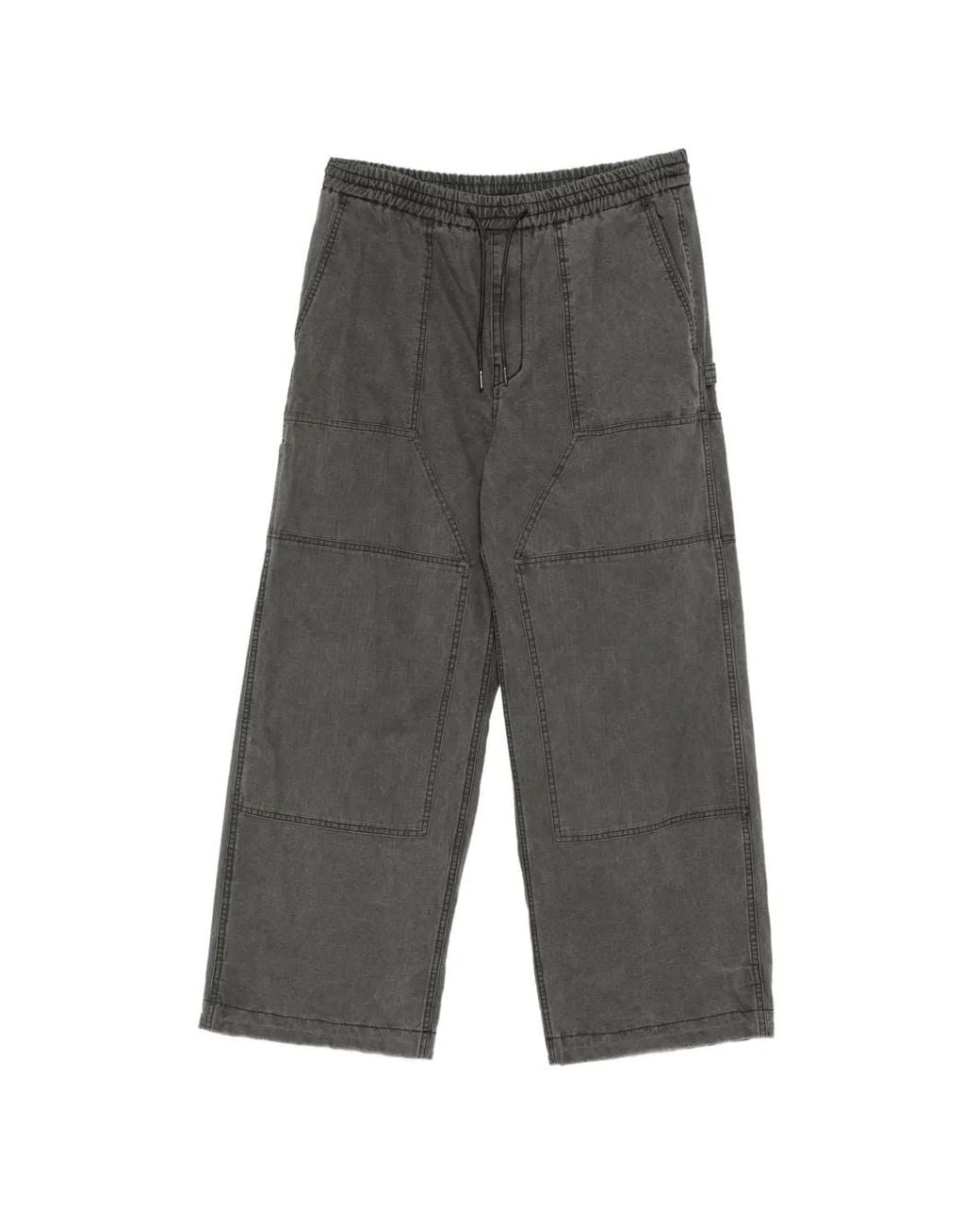 Juun.J Gray Ripstop-Textured Panelled Trousers for men