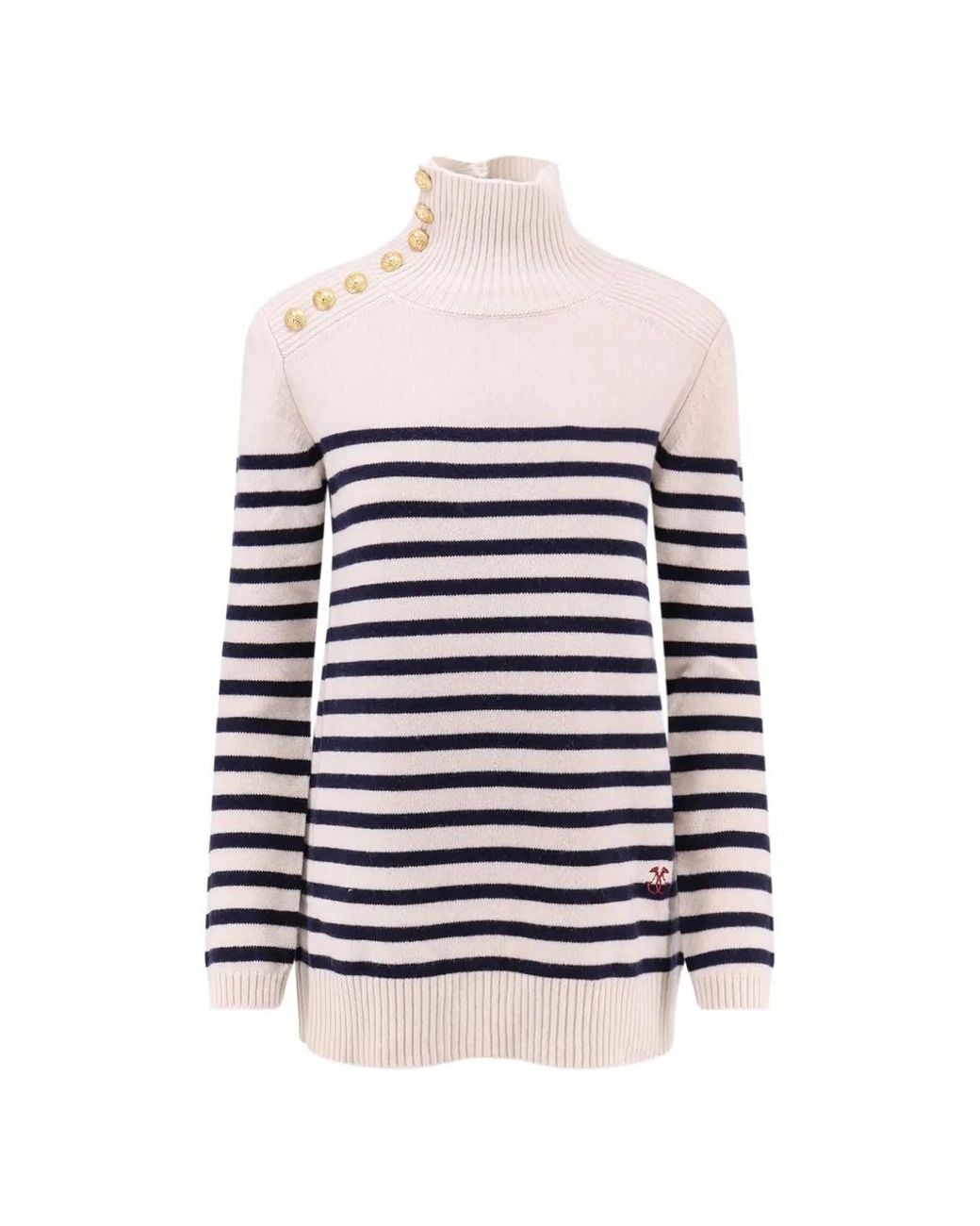 Seafarer White Sofy Striped Button-Detail Sweater