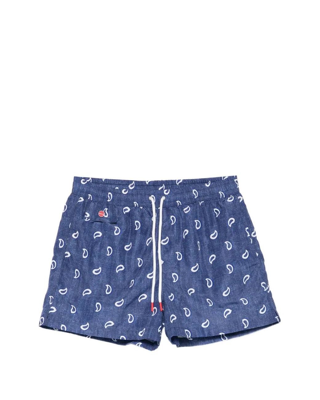 Kiton Blue Paisley-Print Swim Shorts for men