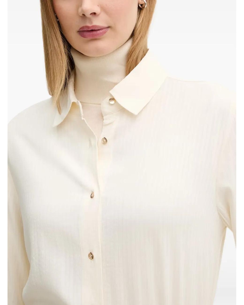 Benetton White Chemise À Rayures