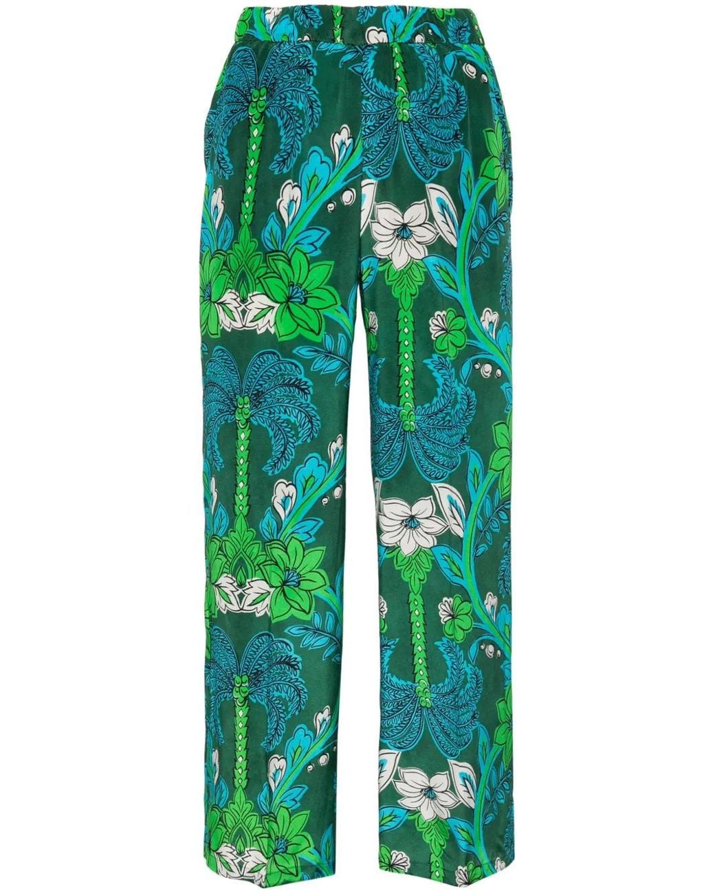 P.A.R.O.S.H. Green Stelo Floral-Print Trousers