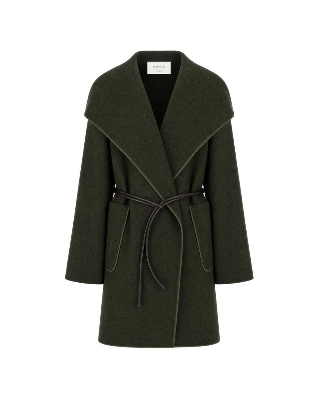 Co.Go Green Belted Shawl-Collar Coat