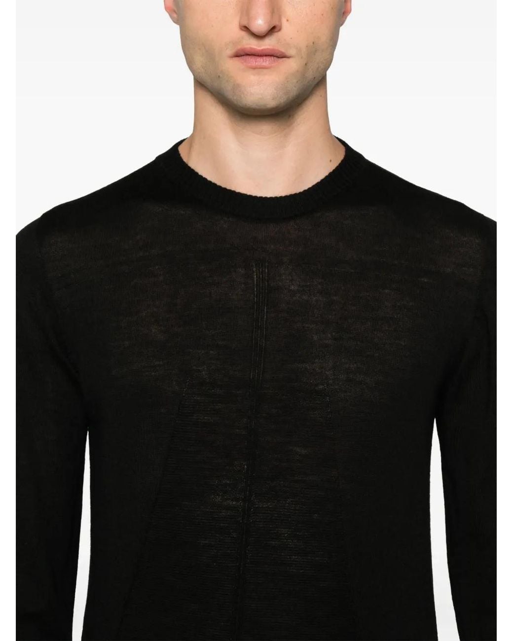 Rick Owens Black Biker Level Virgin-Wool Jumper for men