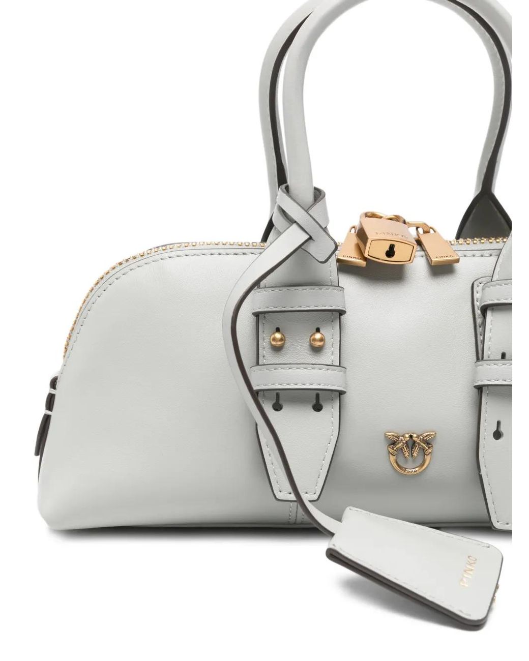 Pinko White Bowling Zip-Up Tote Bag