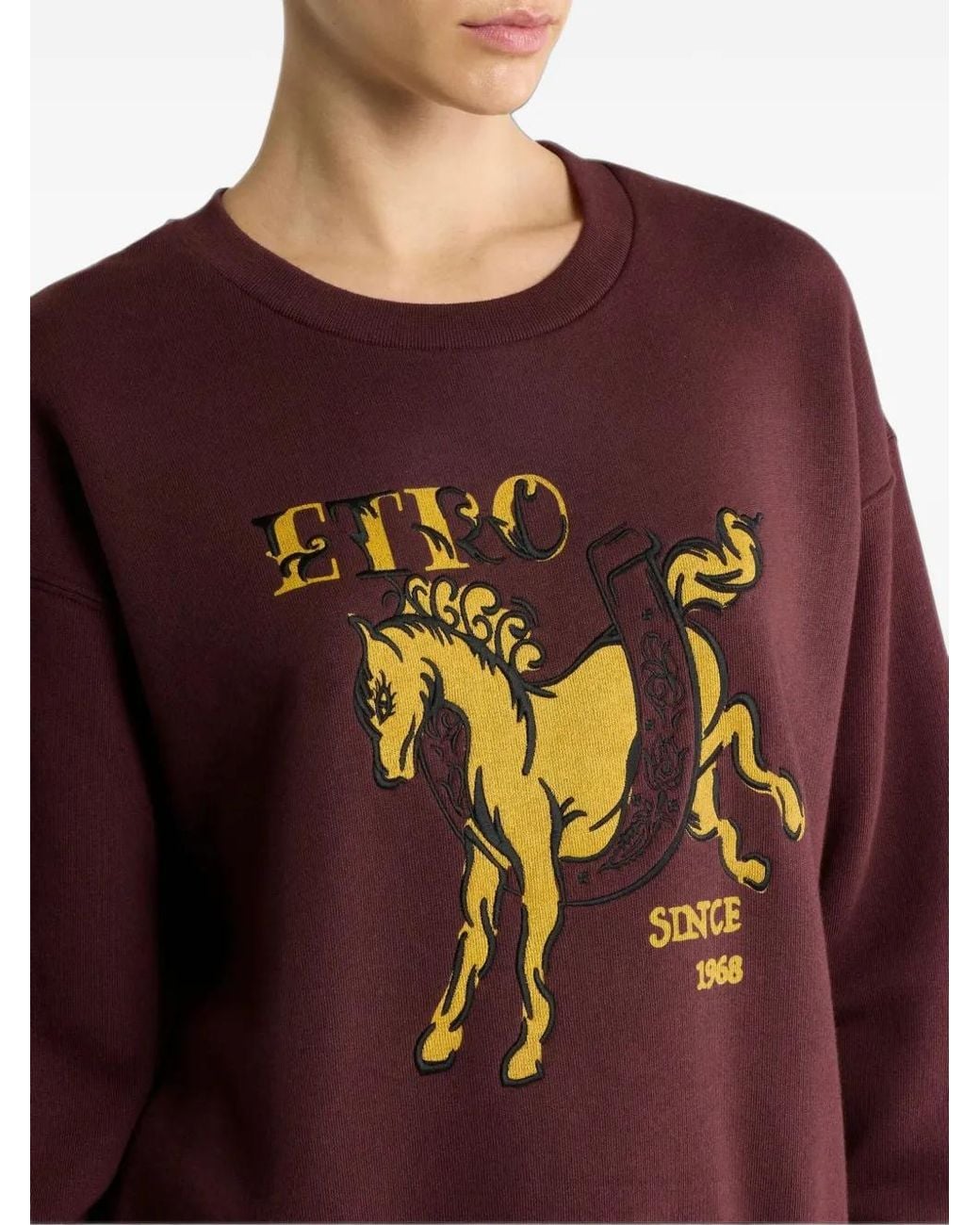 Etro Purple Cotton Sweatshirt With Pegaso-Print And Logo