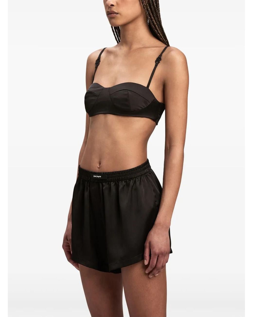 Palm Angels Black Monogram Balconette-Style Bra