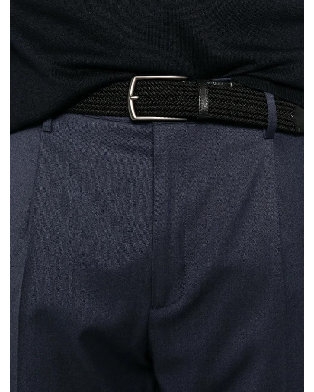 Canali Blue Pleated Tailored Trousers for men