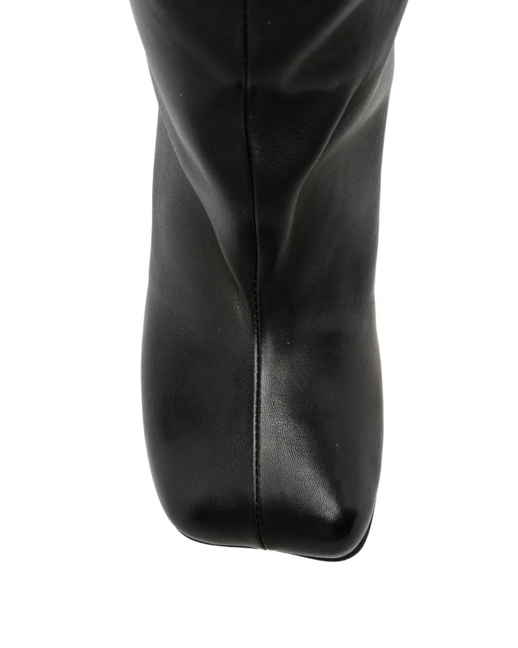 Liska Black Square-Toe Block-Heel Boots