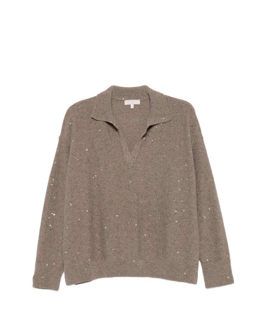 Antonelli Brown Pull Normandia À Sequins Et Col Polo