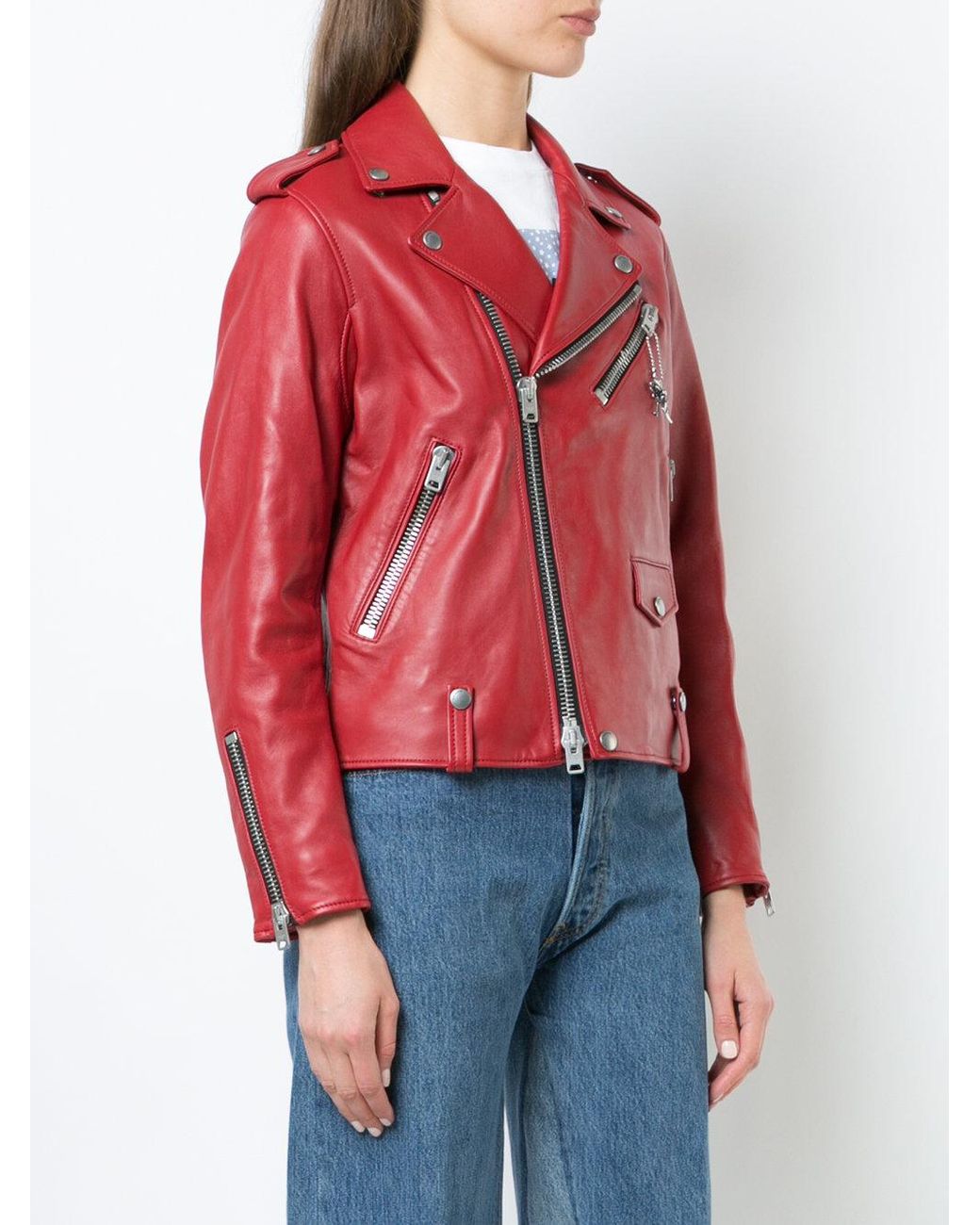 Coach red leather coat Clearance