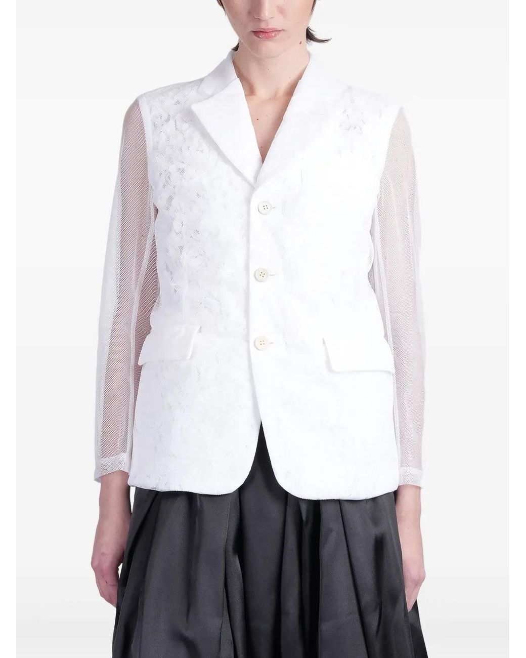 Comme des Garçons White Single-Breasted Jacket