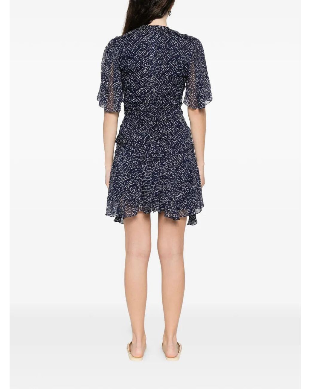 Isabel Marant Blue Vivienne Printed V-Neck Mini Dress