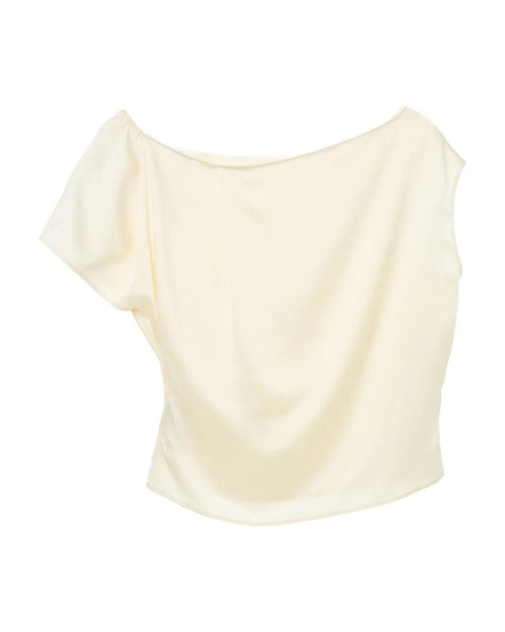 YANGKEHAN Natural Draped One-Shoulder Top