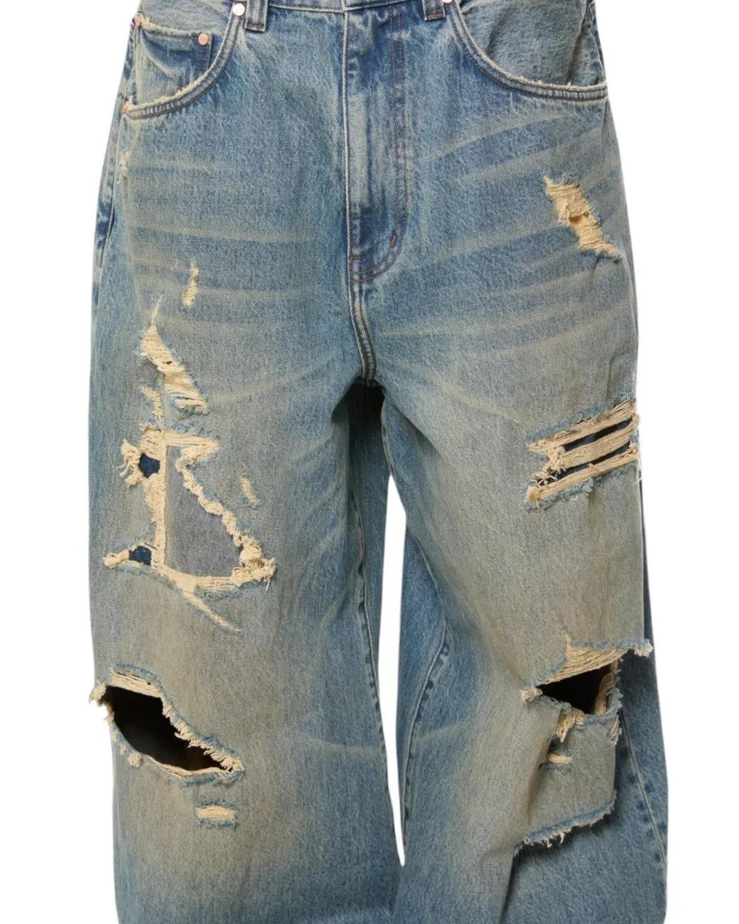 LLC Blue Distressed Loose-Fit Jeans for men