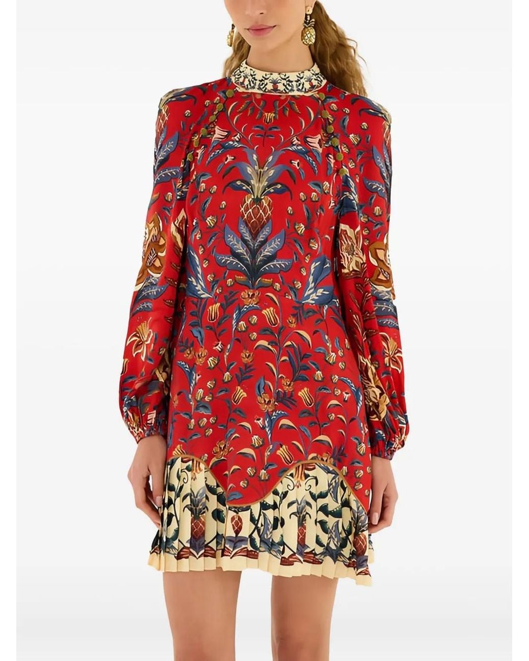 FARM Rio Buttoned Floral-Print Mini Dress in Red | Lyst Australia