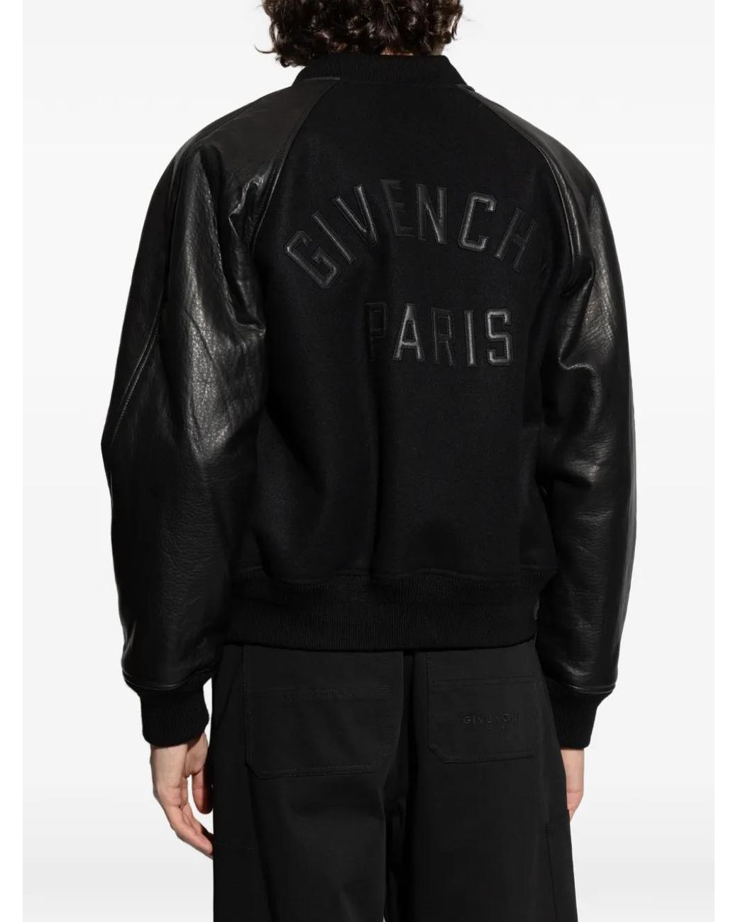 Cazadora Mix Material Con Bordado Paris Givenchy de hombre de color Black