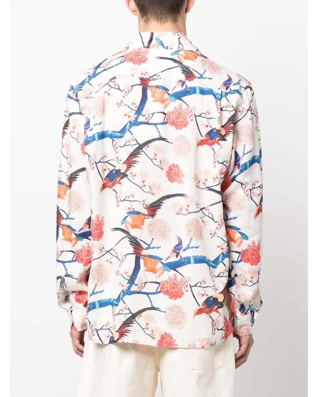 Orlebar Brown White Ridley Graphic-Print Long-Sleeve Shirt for men