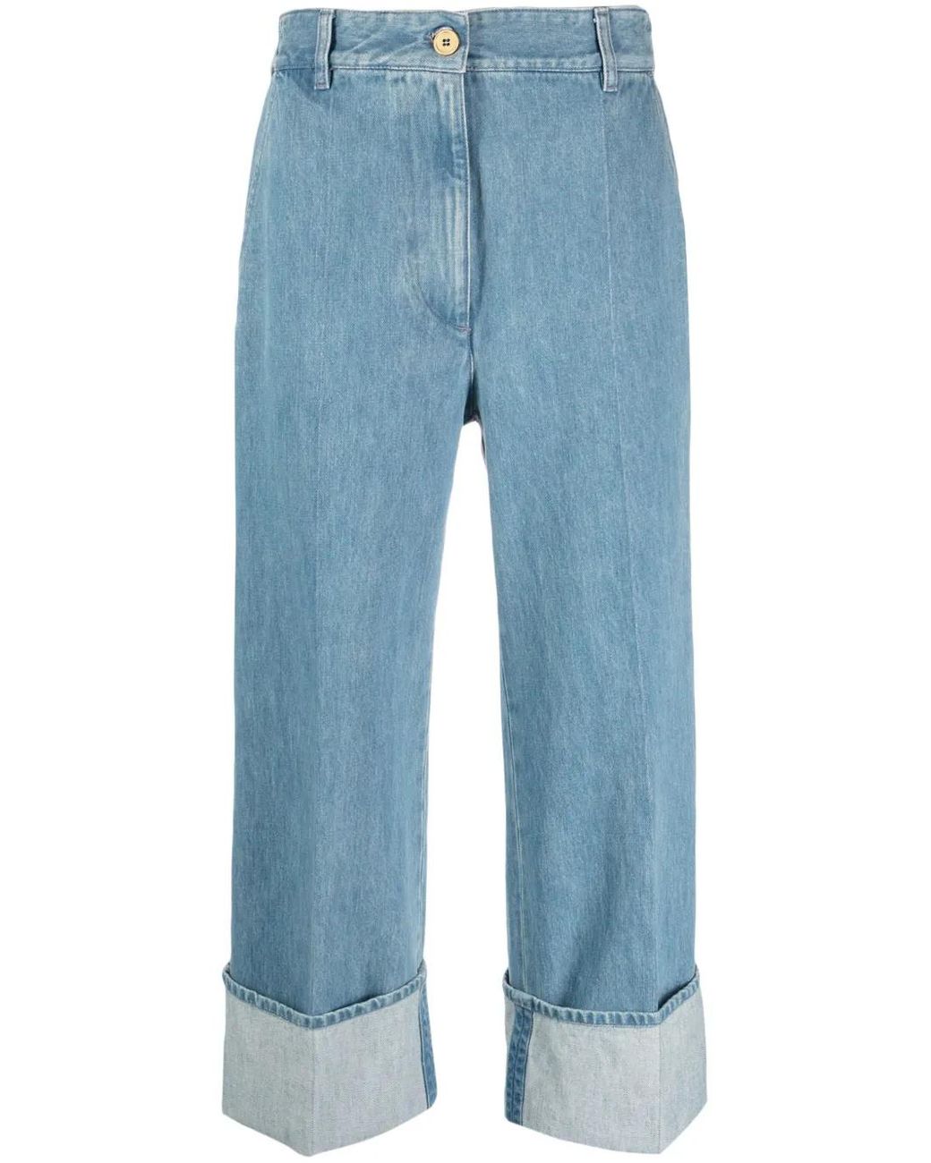 Patou Blue Iconic Wide Leg Crop Jeans