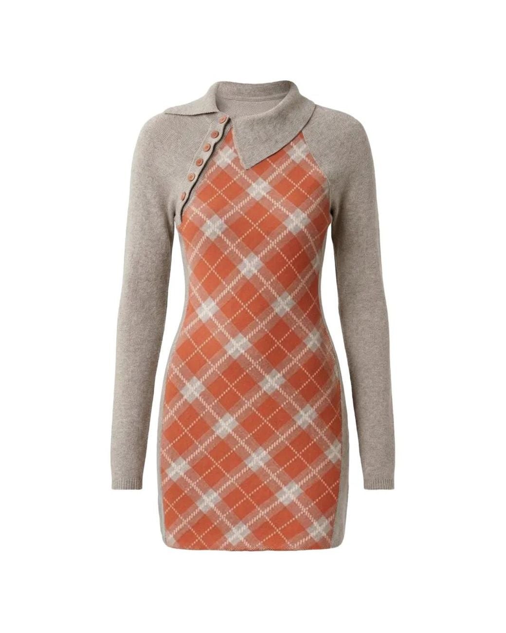 Isa Boulder White Argyle-Pattern Dress