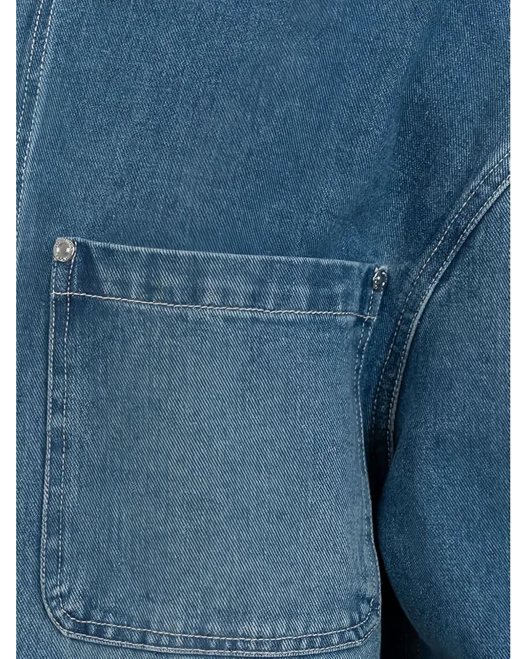 House Of Sunny Blue Patch-Pockets Denim Shirt