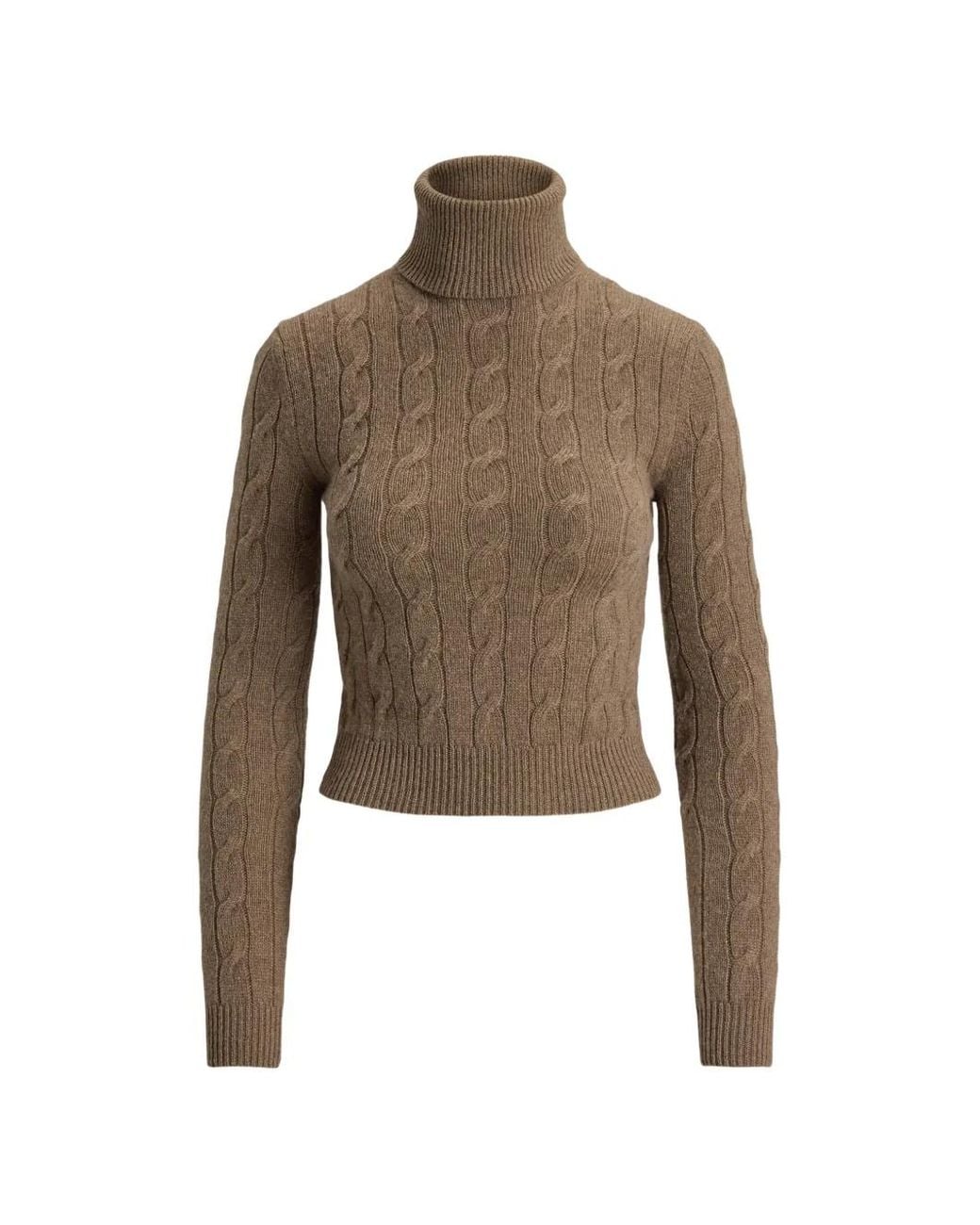 Ralph Lauren Brown Cable-Knit Cashmere Sweater
