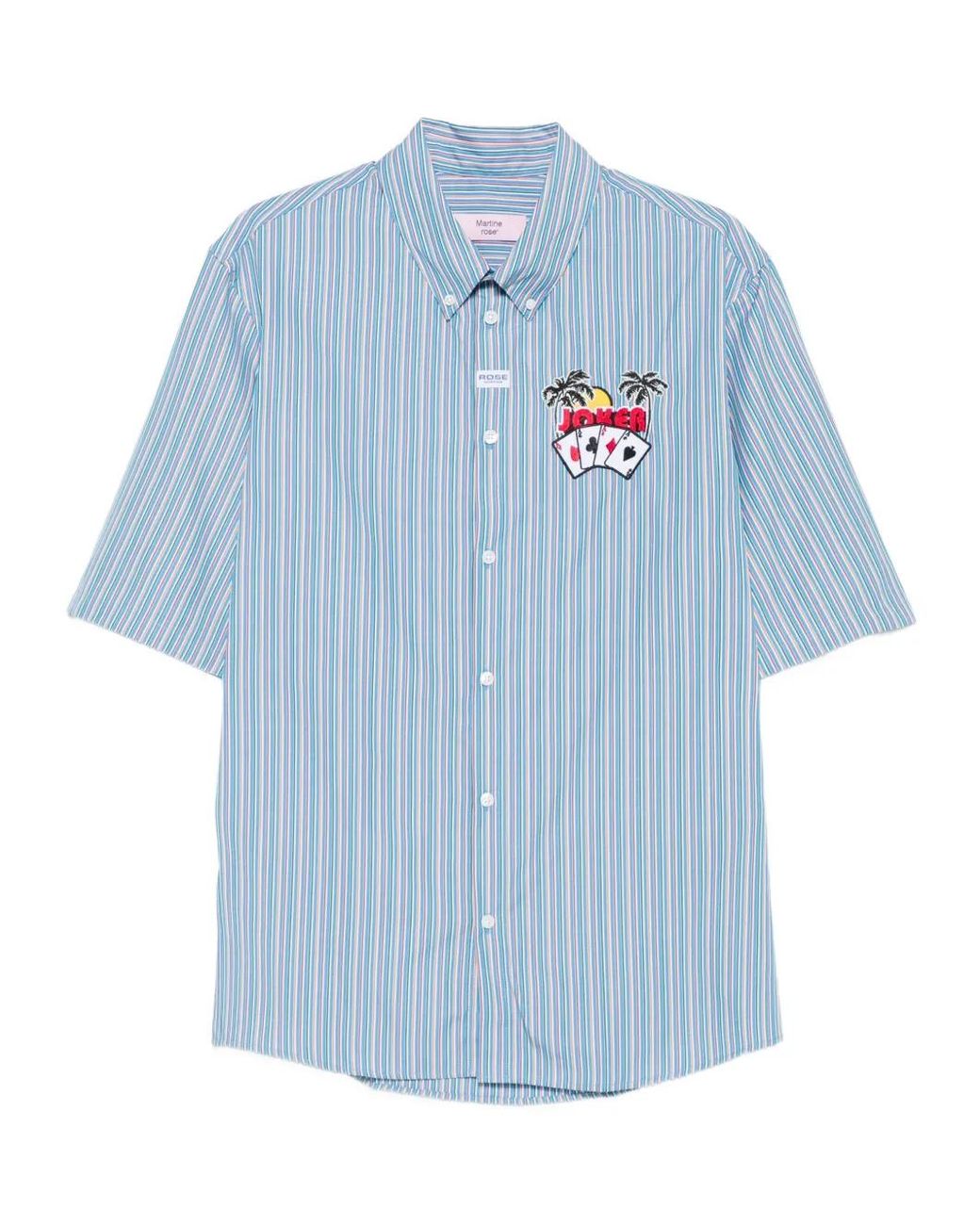 Martine Rose Blue Striped Embroidered Shirt for men