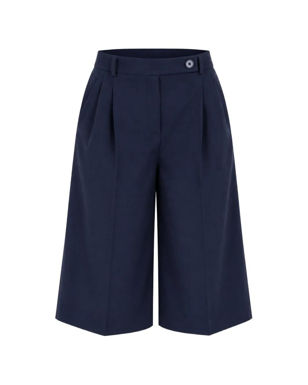 ViCOLO Blue Pleated Tailored Knee-Length Shorts