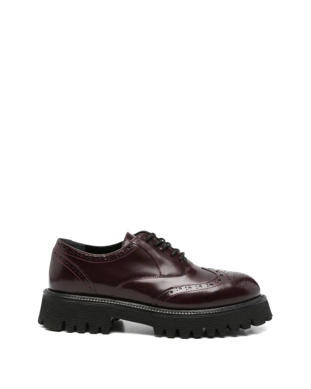 ADRIANNA FERETTI Red Brogue Tread-Sole Loafers