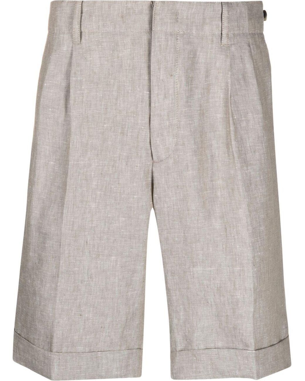 Z Zegna Straight-leg Linen Bermuda Shorts in Gray for Men - Lyst